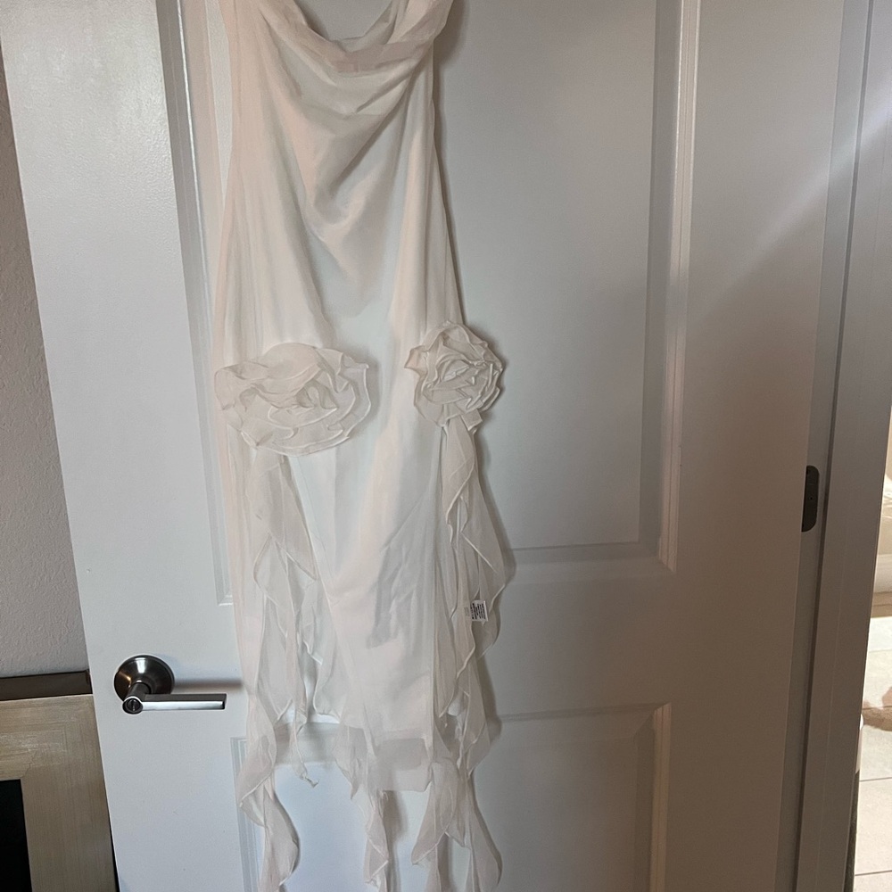 Fashion Nova White Ruched Sheath Dress